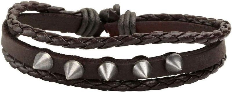 Mafnee Store Manfnee 6-12PCS Braided Faux Leather Bracelet Punk Cuff Wrap Bracelets for Men Women Adjustable - Image 3