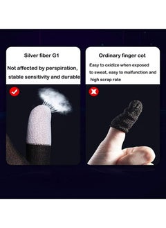 PYC E-Sports Gaming Gloves Finger Sleeves Anti-Sweat Breathable Thumb for Highly Sensitive Nano-Silver Fiber Material and Nylon PUBG Mobile Phone Games Accessories (Black)  - Image 5