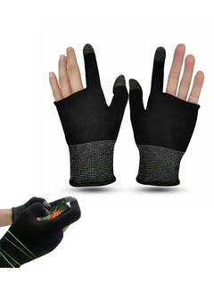 PYC E-Sports Gaming Gloves Finger Sleeves Anti-Sweat Breathable Thumb for Highly Sensitive Nano-Silver Fiber Material and Nylon PUBG Mobile Phone Games Accessories (Black)  - Image 1