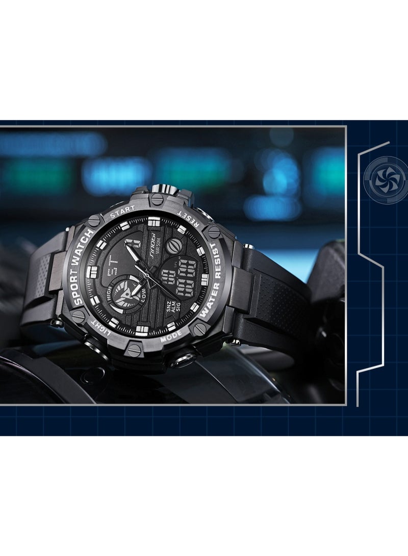 Sinobi Premium Youth Student Sports Watch, Multifunctional, Dual-Display Waterproof Men's Watch (Black) - Image 4