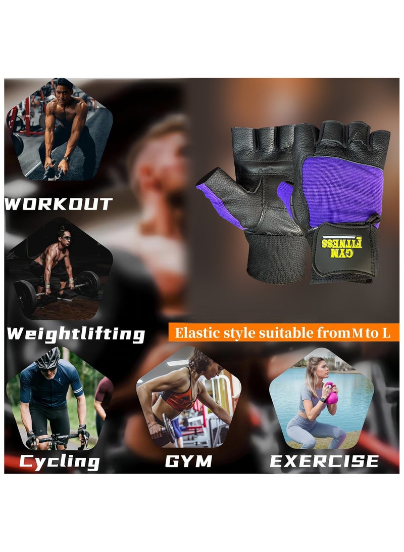 Spall Real Leather Weight Lifting Gloves Exercise Gloves Breathable Gym Gloves Weight Lifting Gloves For Men And Women Fingerless Workout Gym Gloves With Wrist Support Crossfit Lifting Training Cycling  - Image 3