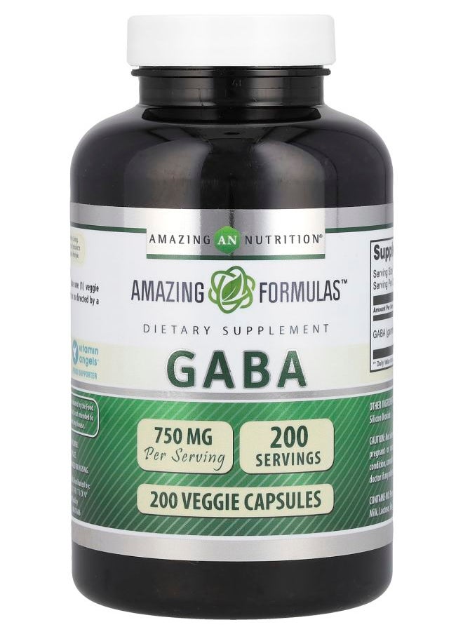 Amazing Nutrition - GABA 750 mg 200 Veggie Capsules - Image 1
