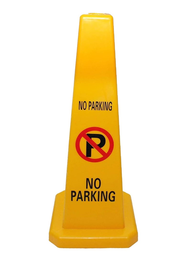 Scrolls No Parking Cone | Yellow No Parking Sign with 4 Sides View | Easily Noticable No Parking Sign with Chain and Sign Attachable Socket (67 x 28 cm)  - Image 2
