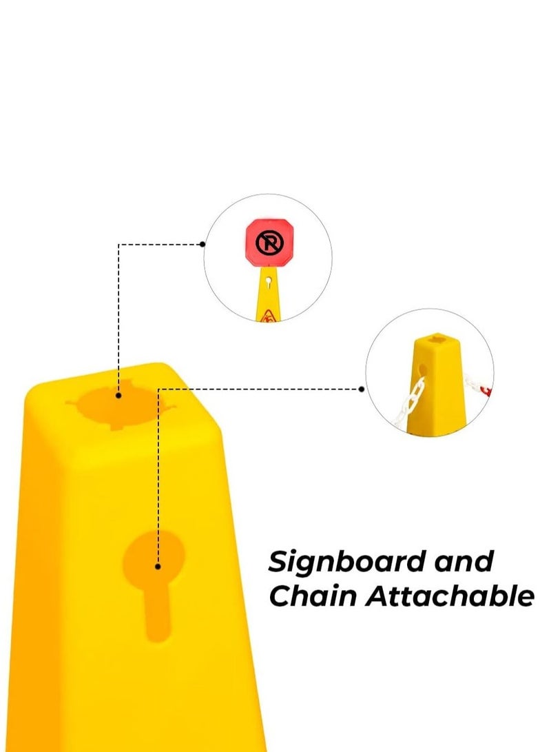 Scrolls No Parking Cone | Yellow No Parking Sign with 4 Sides View | Easily Noticable No Parking Sign with Chain and Sign Attachable Socket (67 x 28 cm)  - Image 4