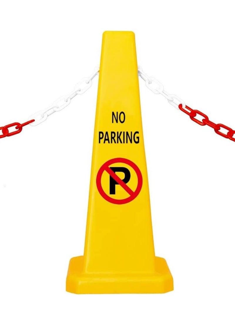 Scrolls No Parking Cone | Yellow No Parking Sign with 4 Sides View | Easily Noticable No Parking Sign with Chain and Sign Attachable Socket (67 x 28 cm)  - Image 5