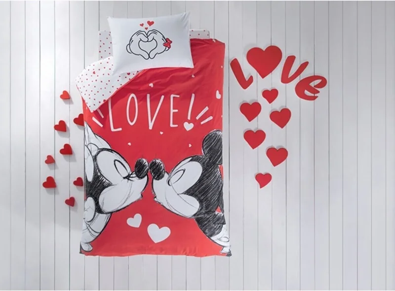 تي اي Disney Minnie Mickey Lovely Single Duvet Cover Set
