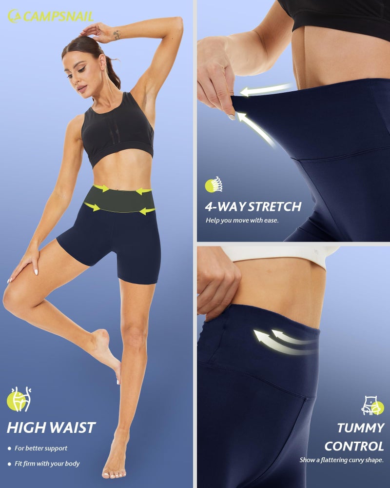 CAMPSNAIL Workout Biker Shorts Women - 3"/5"/8" High Waisted Tummy Control Spandex Booty Volleyball Shorts for Yoga Dance - Image 3