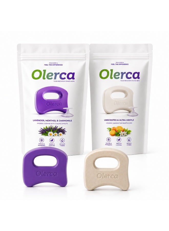 Olerca Combo Massage Soap Package with Citrus & Lavender Recovery Soap and 2 Suction Cup Holders – Cooling Body Massage Soap for Relaxation, Muscle Recovery & Skin Care - Image 1