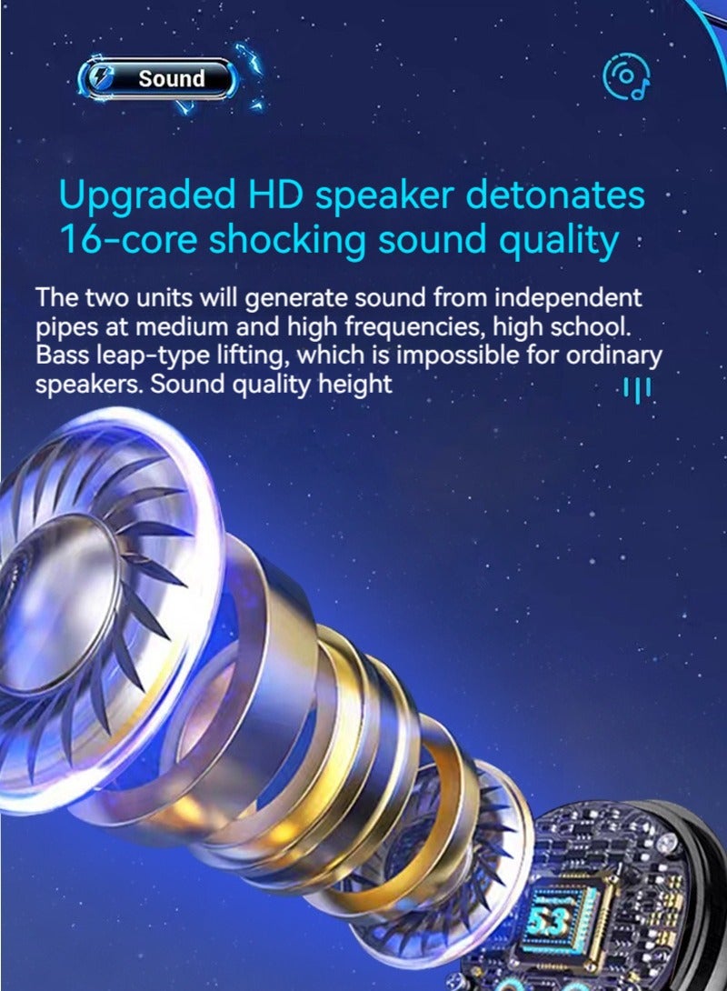 New neck-mounted digital display Bluetooth headset sports noise-cancelling headset (Ice Rock Blue) - Image 4