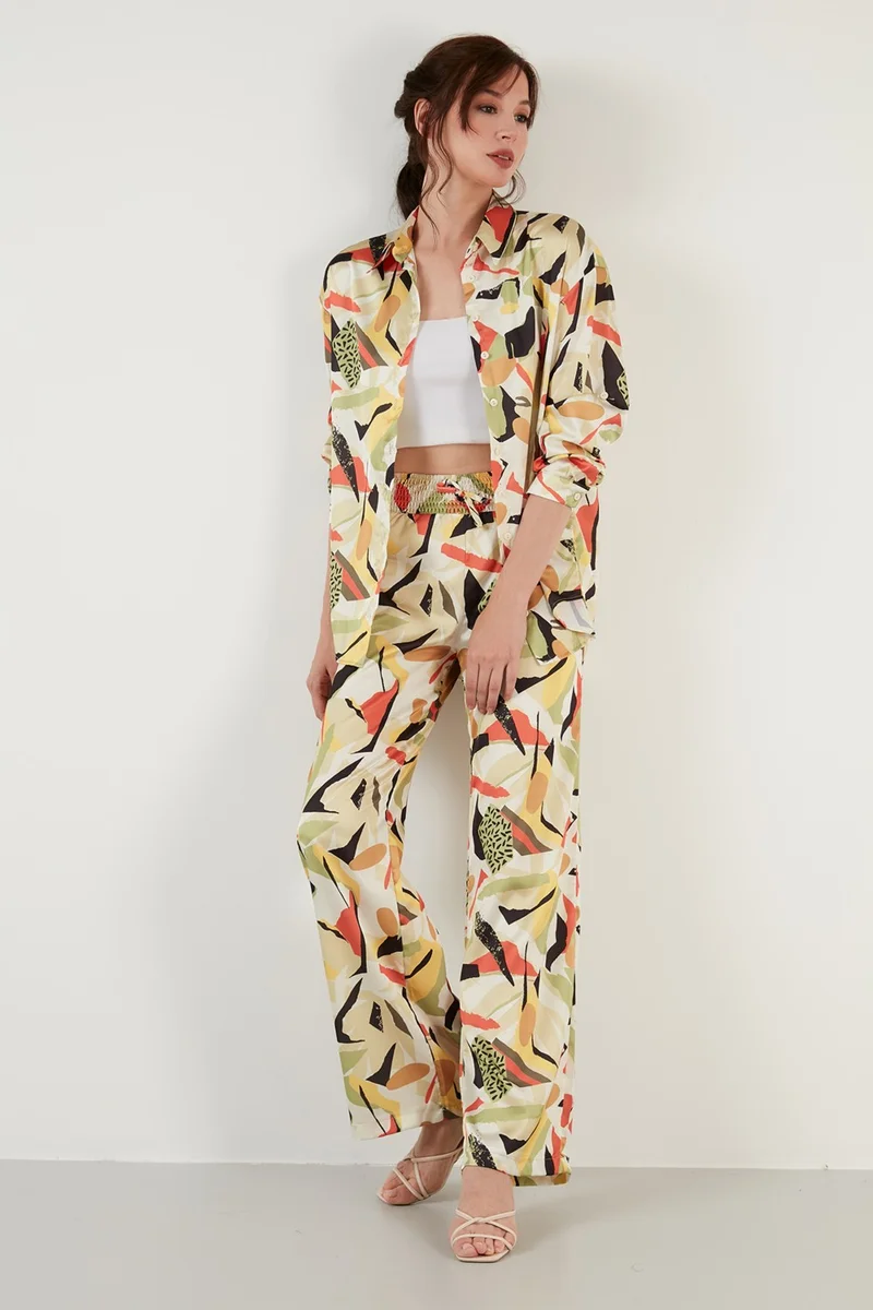 ليلا Patterned Comfortable Shirt Suit Women's Suit 6058011