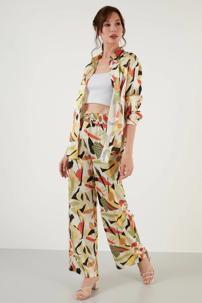 ليلا Patterned Comfortable Shirt Suit Women's Suit 6058011