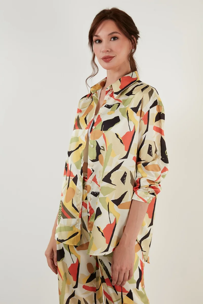 ليلا Patterned Comfortable Shirt Suit Women's Suit 6058011