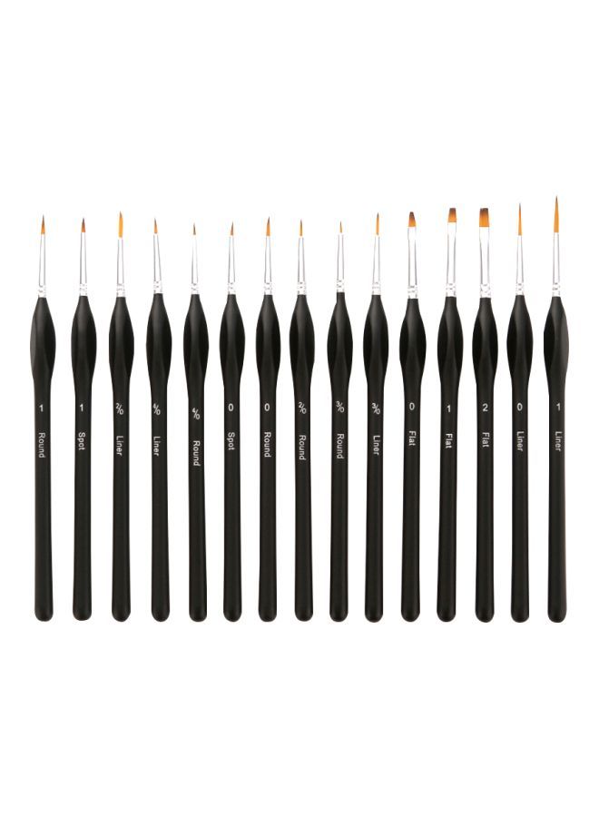 NIBEMINENT 15-Piece Professional Paint Brush Set Black/Silver/Orange - Image 1