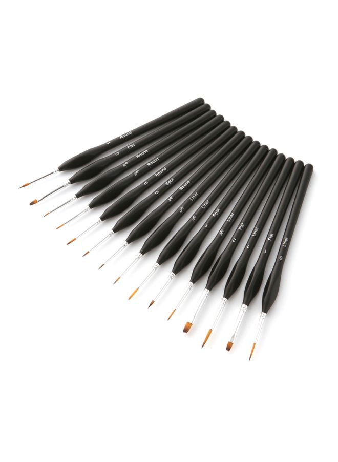 NIBEMINENT 15-Piece Professional Paint Brush Set Black/Silver/Orange - Image 5