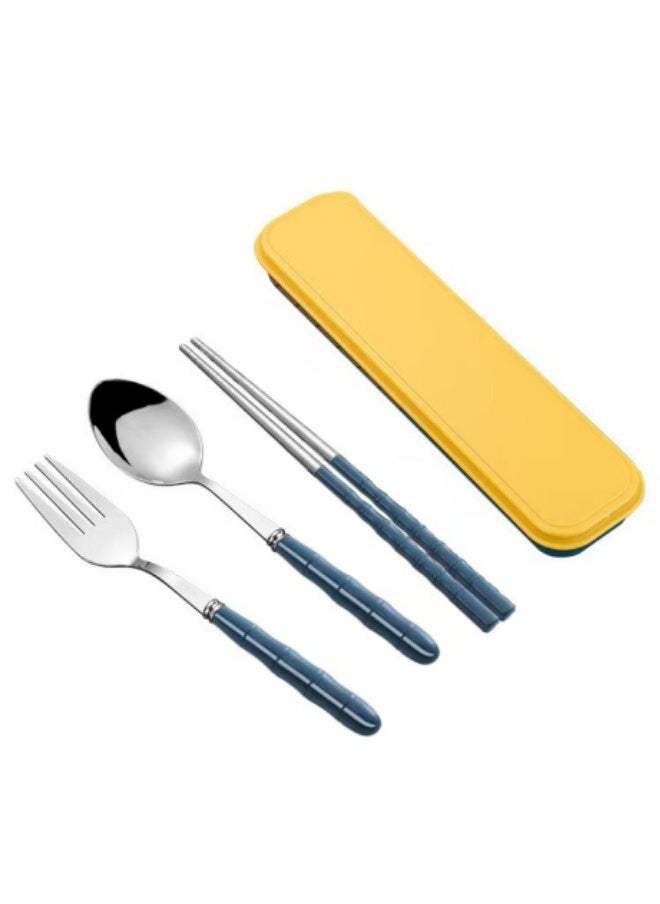 Generic - 4PCS Portable Cutlery Set Chopsticks Spoon Fork Set Cutlery Set With Box - Image 1