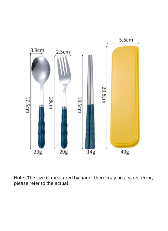 Generic - 4PCS Portable Cutlery Set Chopsticks Spoon Fork Set Cutlery Set With Box - Image 1
