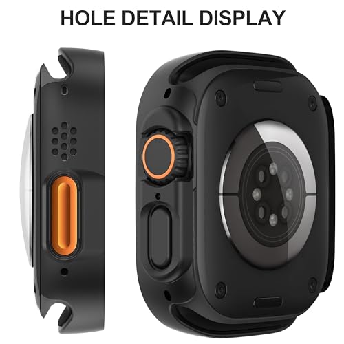 Diruite Suoman 2-Pack for Apple Watch Ultra 3/2/1 49mm Case, Ultra-Thin Tempered Glass Screen Protector, All-Around PC Protection Cover for iWatch Ultra 49mm 3/2/1r - Black - Image 3