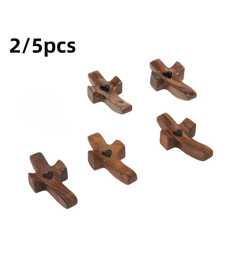 Black Walnut Wooden Cross Decorations 2pcs Thumb Cross Gift Idea Home Office - Image 1