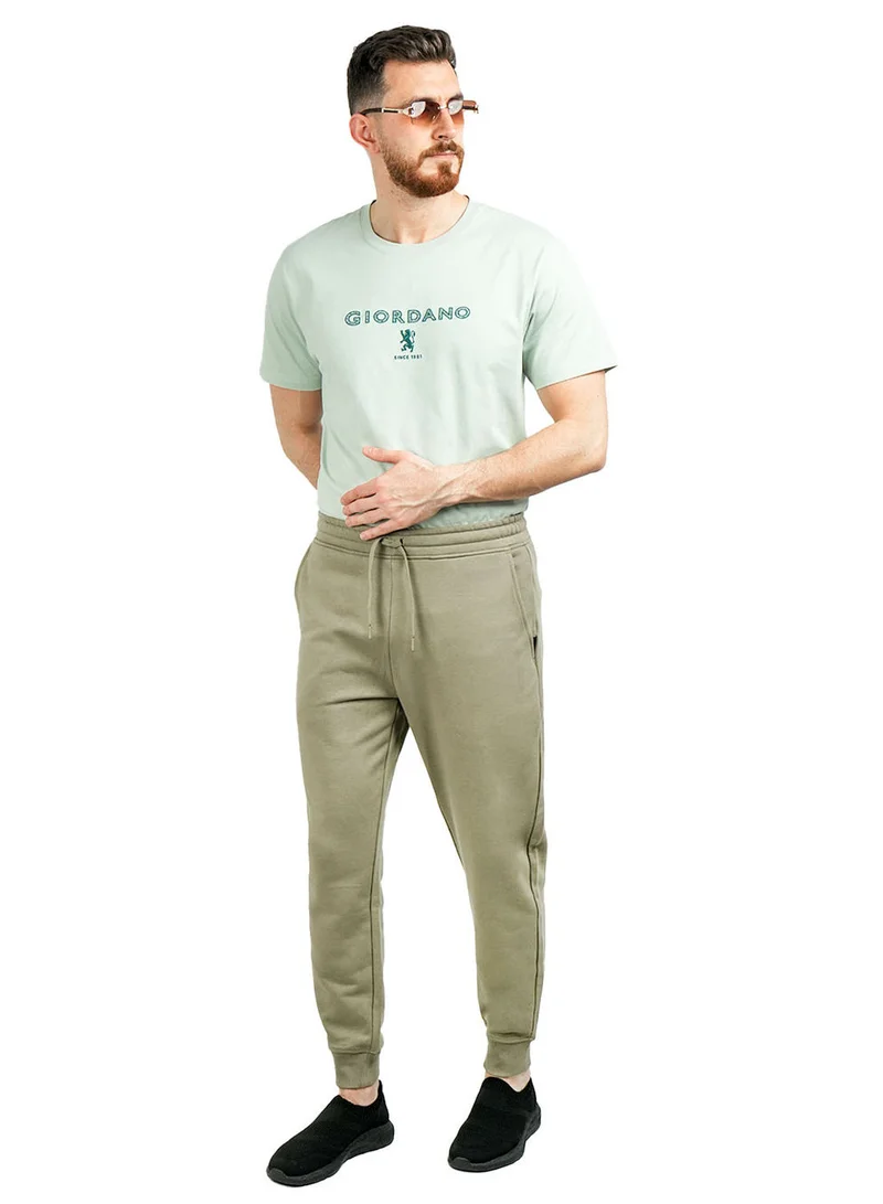GIORDANO Men's French Terry Jogger Pants - Slim Fit, Elastic Waist, Comfortable & Stylish
