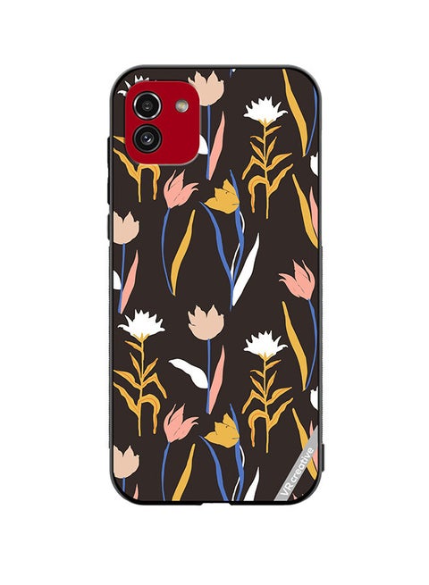 Protective Case Cover For Samsung Galaxy A03 Abstract Simple Shape Flowers And Plants Seamless Pattern Design Multicolour