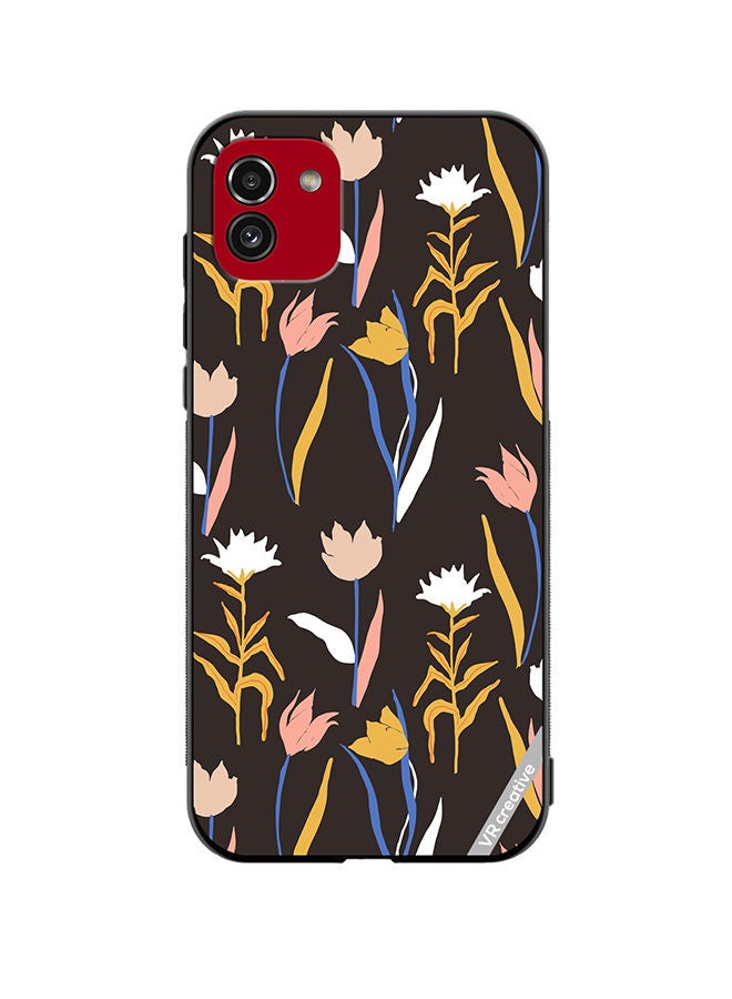 Protective Case Cover For Samsung Galaxy A03 Abstract Simple Shape Flowers And Plants Seamless Pattern Design Multicolour