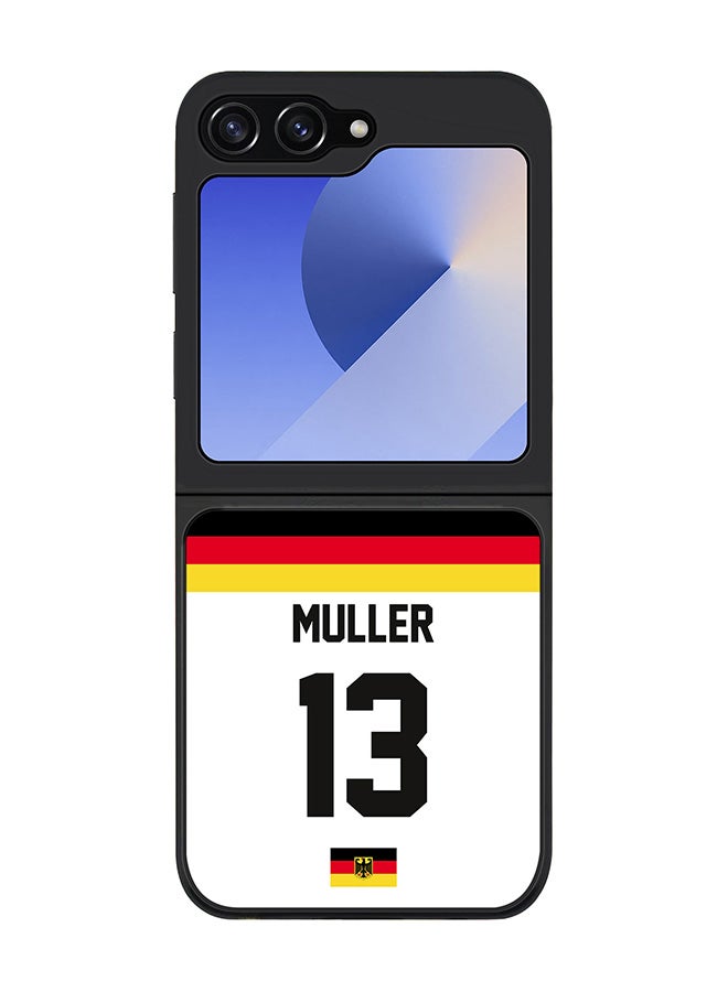 Stylizedd Rugged Black edge case for Samsung Galaxy Z Flip6, Slim fit Case Flexible Anti Drop TPU Gel Thin Cover - Football Team - Germany, Player Name - Muller - Image 1