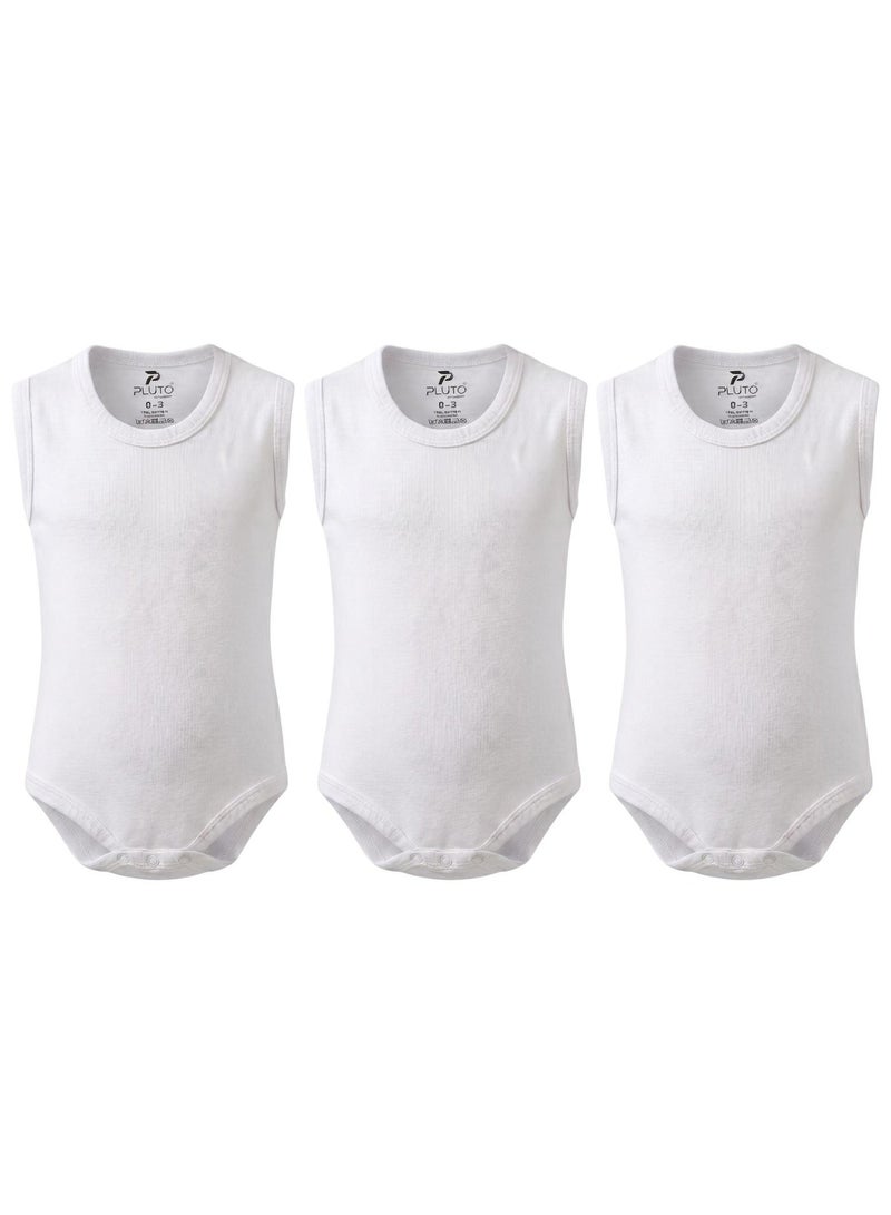 Pluto Pack of 3 Cotton Sleeveless Bodysuit for Baby - Image 1