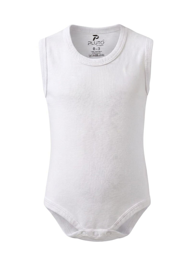 Pluto Pack of 3 Cotton Sleeveless Bodysuit for Baby - Image 3