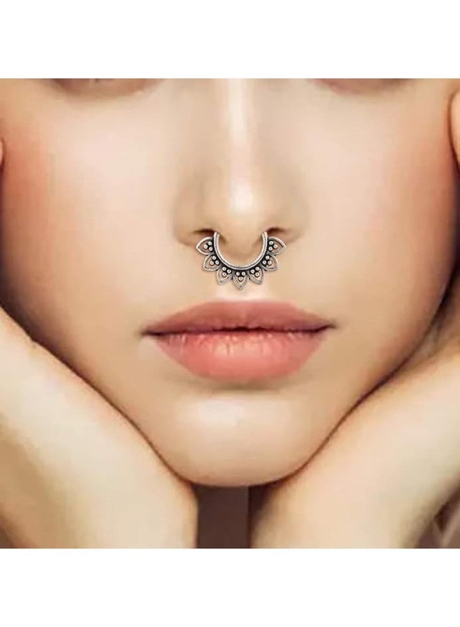 NVR Set of 5 Oxidised German silver Nosepin for Women and Girls|No Piercing required|Floral Shaped Nosepin Combo|Birthday Gift for Girls and Women Anniversary Gift for Wife|Enjoy pain-free expression - Image 2