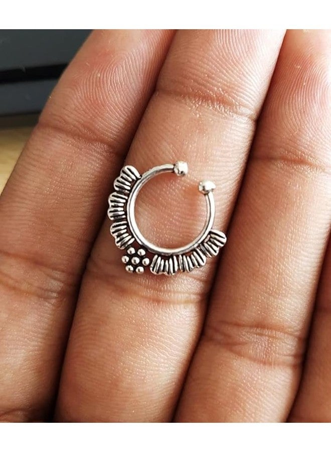 NVR Set of 5 Oxidised German silver Nosepin for Women and Girls|No Piercing required|Floral Shaped Nosepin Combo|Birthday Gift for Girls and Women Anniversary Gift for Wife|Enjoy pain-free expression - Image 3
