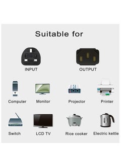Duravel Duravel Monitor Power Cord 3 Pin UK Main Leads Universal AC Power Cord Replacement for PC Computer Printer LED LCD Smart TVs  - Image 3