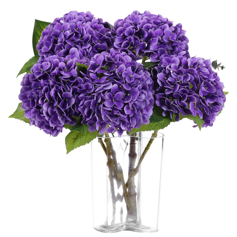 Coferset 5pcs Hydrangea Artificial Flowers Real Touch 20 inch Lifelike Hydrangea Flower for Home Wedding Office Party Living Room Decoration (Purple#2) - Image 1