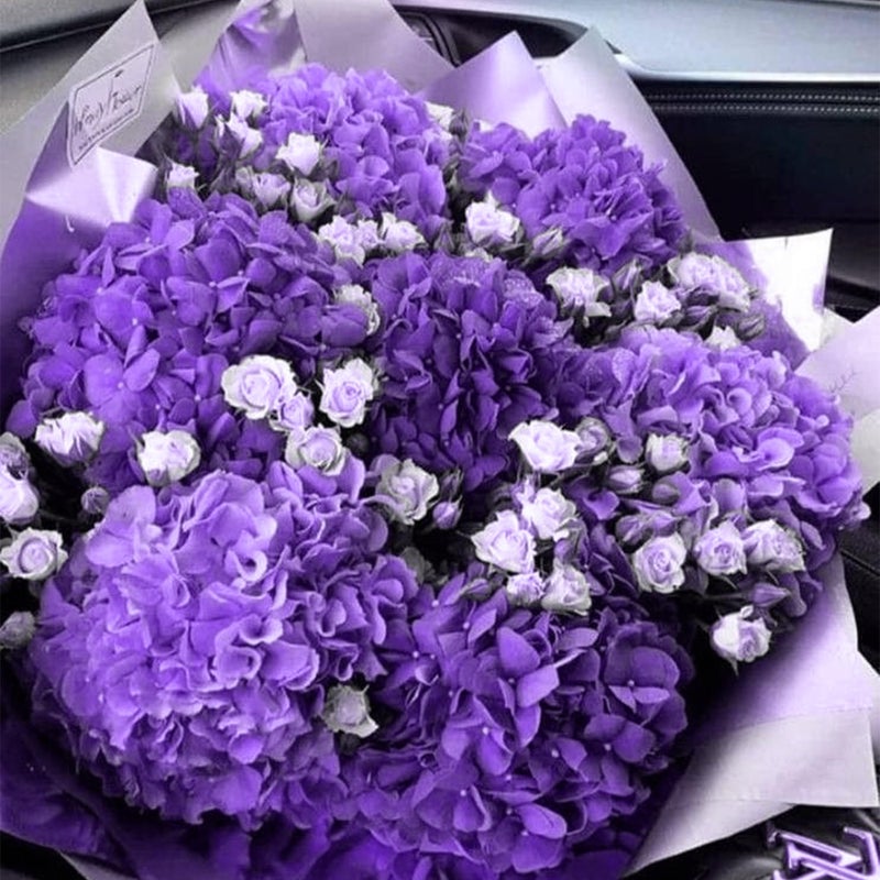 Coferset 5pcs Hydrangea Artificial Flowers Real Touch 20 inch Lifelike Hydrangea Flower for Home Wedding Office Party Living Room Decoration (Purple#2) - Image 3