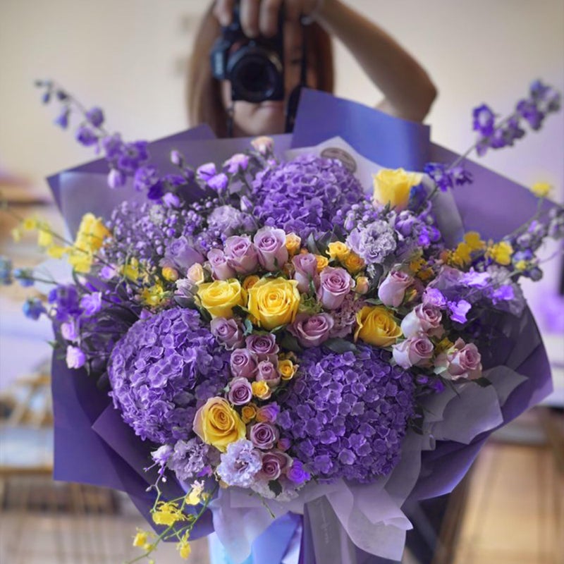 Coferset 5pcs Hydrangea Artificial Flowers Real Touch 20 inch Lifelike Hydrangea Flower for Home Wedding Office Party Living Room Decoration (Purple#2) - Image 4