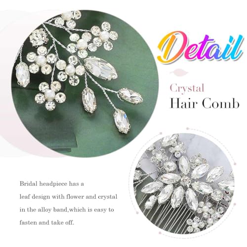 Catery Crystal Bridal Hair Combs Rhinestones Hairpieces Flower Wedding Clips Accessories for Brides and Women Pack of 1(Silver) - Image 5