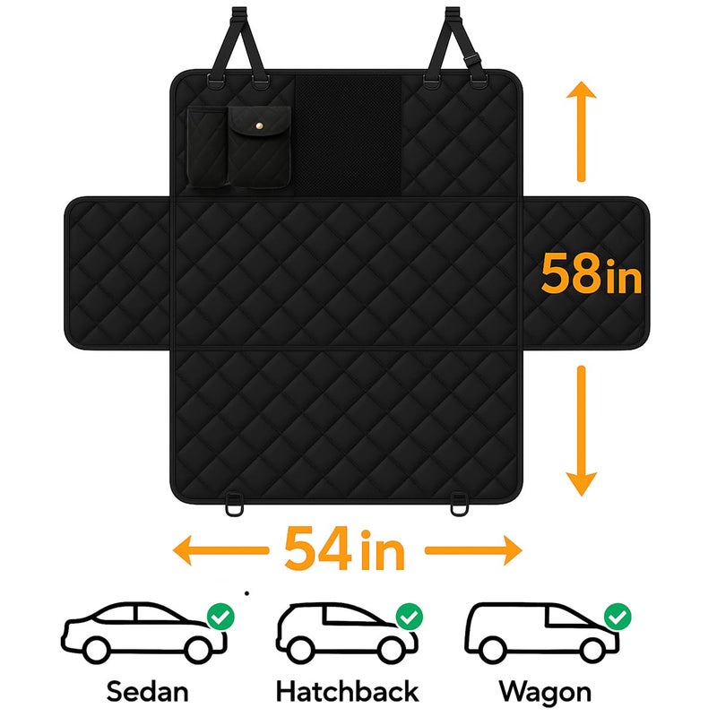 fidozen Dog Car Seat Cover for Back Seat with Visual Mesh Window - 100% Waterproof & Scratchproof 600D Oxford Dog Hammock for Car, Truck, SUV - Non-Slip Pet Seat Cover with Side Flaps, Universal Fit - Image 4