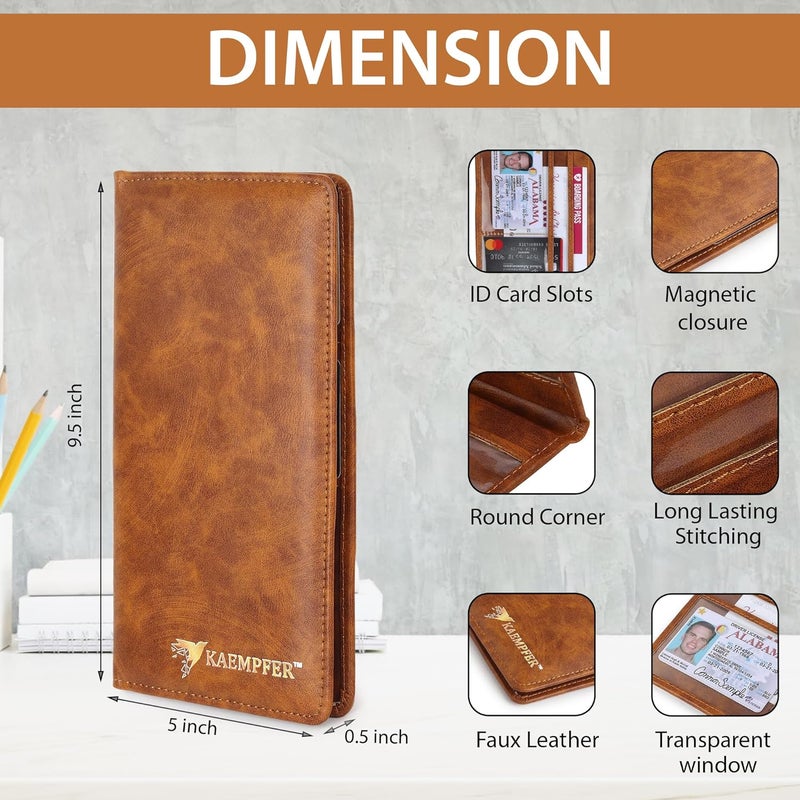 Kaempfer Premium Car Document Holder | Faux Leather File Folder for RC Book, License, Insurance | Vehicle Document File Wallet & Auto Organizer (Car Document Holder-Tan) - Image 2