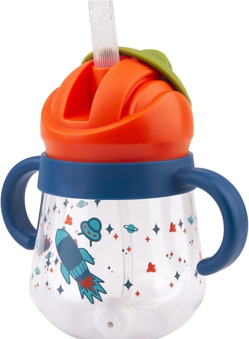 Gonice Sippy Cup for Baby, Sippy Cup for Baby 6-12 Months, Weighted Straw Non Spill Cup for Toddlers, Baby Straw Cup with Handles, Spill-Proof, Leak-Proof Soft Spout Cup 260ml, BPA Free (Blue) - Image 1