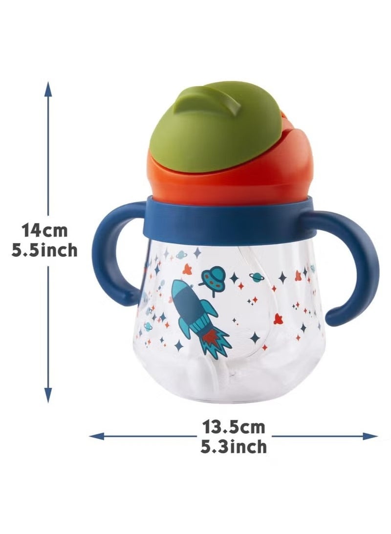 Gonice Sippy Cup for Baby, Sippy Cup for Baby 6-12 Months, Weighted Straw Non Spill Cup for Toddlers, Baby Straw Cup with Handles, Spill-Proof, Leak-Proof Soft Spout Cup 260ml, BPA Free (Blue) - Image 3
