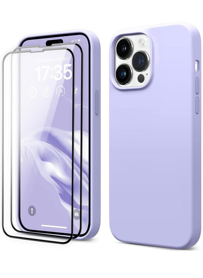 Raxoom [3-in-1] iPhone 15 Plus Case Bundle â€“ Purple Premium Liquid Silicone Shockproof Cover with 9H Tempered Glass Screen Protector - Image 1