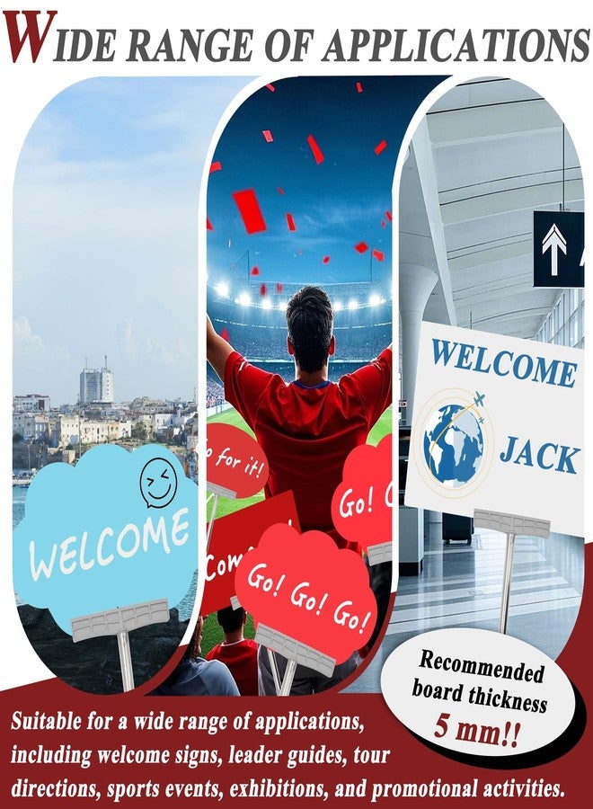 Niuohoy 5 Pcs Handheld Sign Holder Handheld Sign Stands with Screws Stainless Steel Hand Held Billboard Sign Stands for Sports Meetings Exhibition Welcome Leader Tour Guide Parade, No Signboard - Image 5