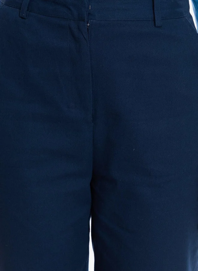 Virgio  Virgio Women High-Rise Navy Blue Formal Trousers for Women | Best Price UAE