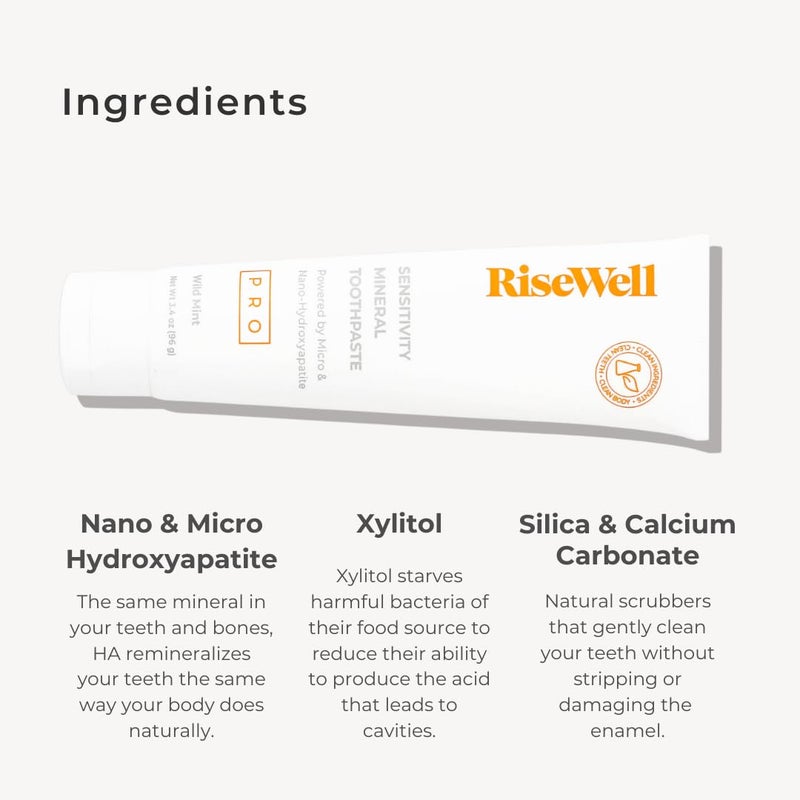 RiseWell PRO Mineral Toothpaste - Micro & Nano Hydroxyapatite Toothpaste for Tooth Remineralization & Alleviate Sensitivity - No Added Fluoride, Safe to Swallow, Natural Teeth Whitening (Wild Mint) - Image 3