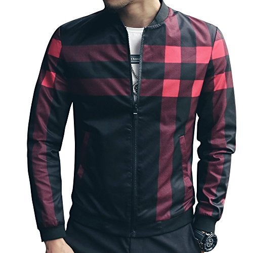 LOGEEYAR Men's Bomber Jacket Casual Lightweight Jacket Color Block Windbreaker Coat with Pocket - Image 4