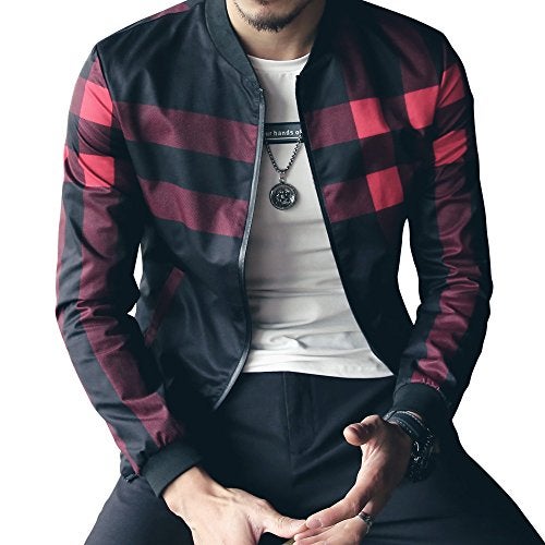 LOGEEYAR Men's Bomber Jacket Casual Lightweight Jacket Color Block Windbreaker Coat with Pocket - Image 3