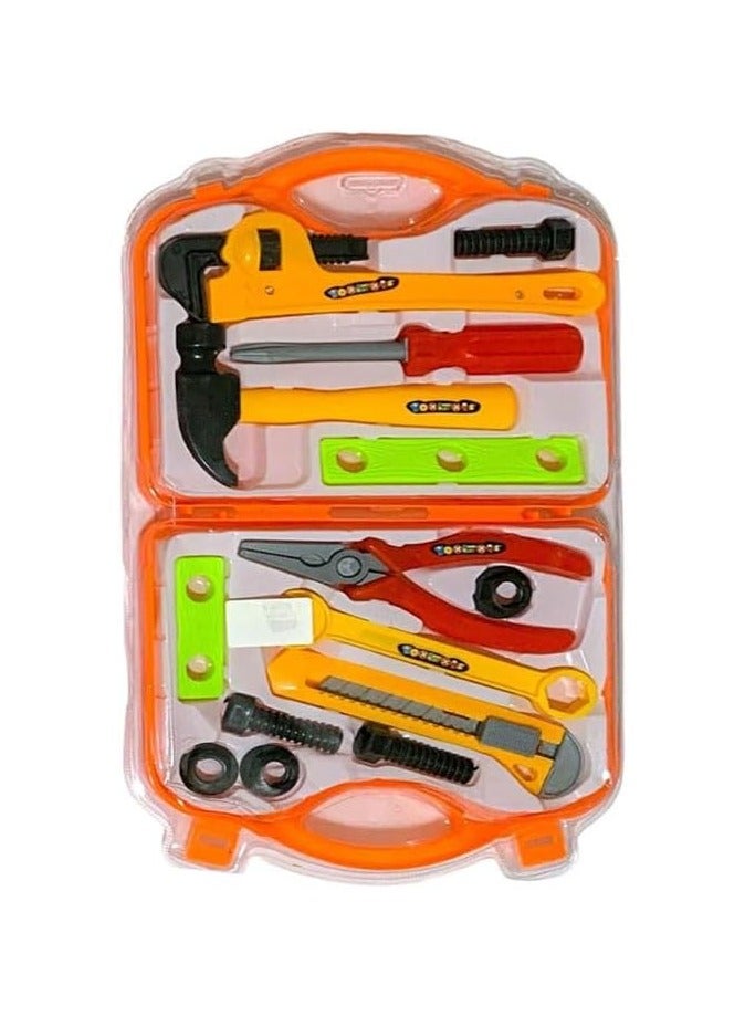 طقم أدوات مهندس للأطفال - شنطة ألعاب تصليح تعليمية تحتوي على مفك، كماشة، شاكوش ومفاتيح بلاستيكية - تصميم آمن وممتع - Image 2