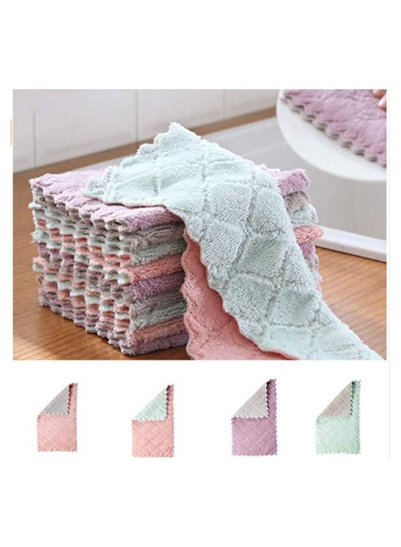 Alissa 10 Pack Household Kitchen Towels Absorbent Dishcloths Coral Velvet Thickened Towels Machine Washable Quick Drying Towels Rags for Home Cleaning in Assorted Colors (10.8X6.3 inches)  - Image 2
