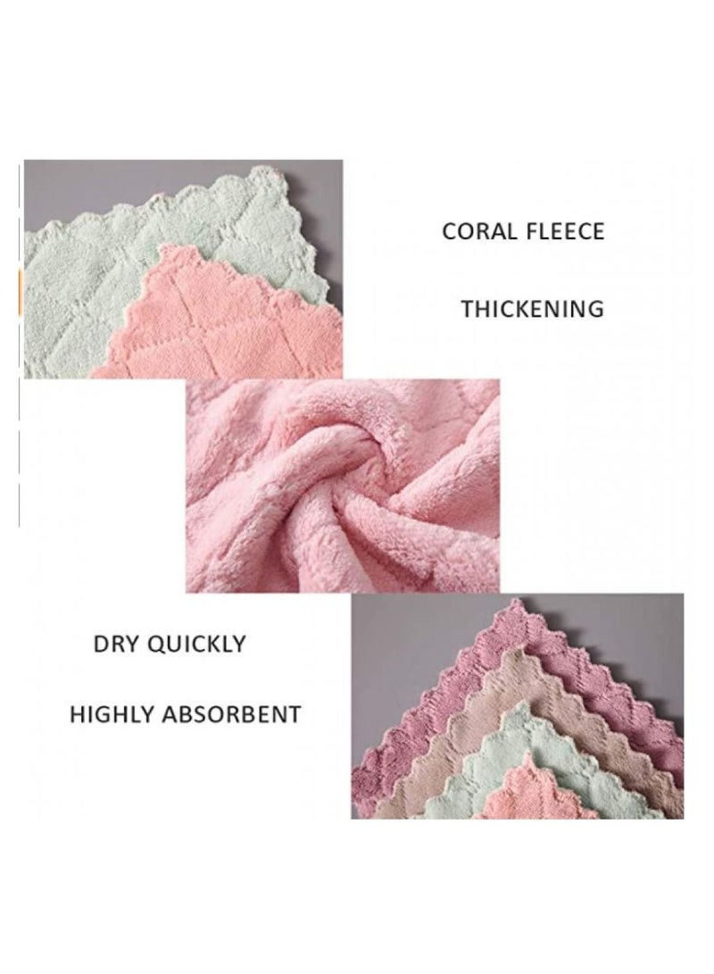 Alissa 10 Pack Household Kitchen Towels Absorbent Dishcloths Coral Velvet Thickened Towels Machine Washable Quick Drying Towels Rags for Home Cleaning in Assorted Colors (10.8X6.3 inches)  - Image 3