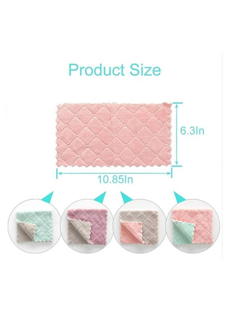 Alissa 10 Pack Household Kitchen Towels Absorbent Dishcloths Coral Velvet Thickened Towels Machine Washable Quick Drying Towels Rags for Home Cleaning in Assorted Colors (10.8X6.3 inches)  - Image 4