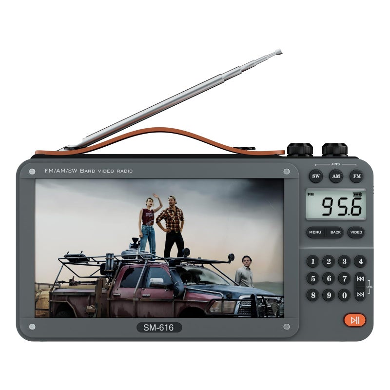 ONGTEED 720P 7Inch Screen AM FM Movie Video Radio with Bluetooth Speaker Rechargeable Digital Shortwave MP3 MP4 Player Radio Support USBMicro SD Card Loud Speaker and Headphone Jack NO TV - Image 2